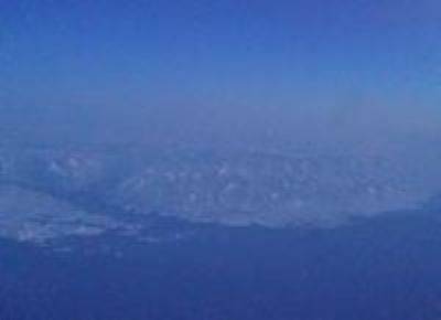 View of Greenland's coast from a plane